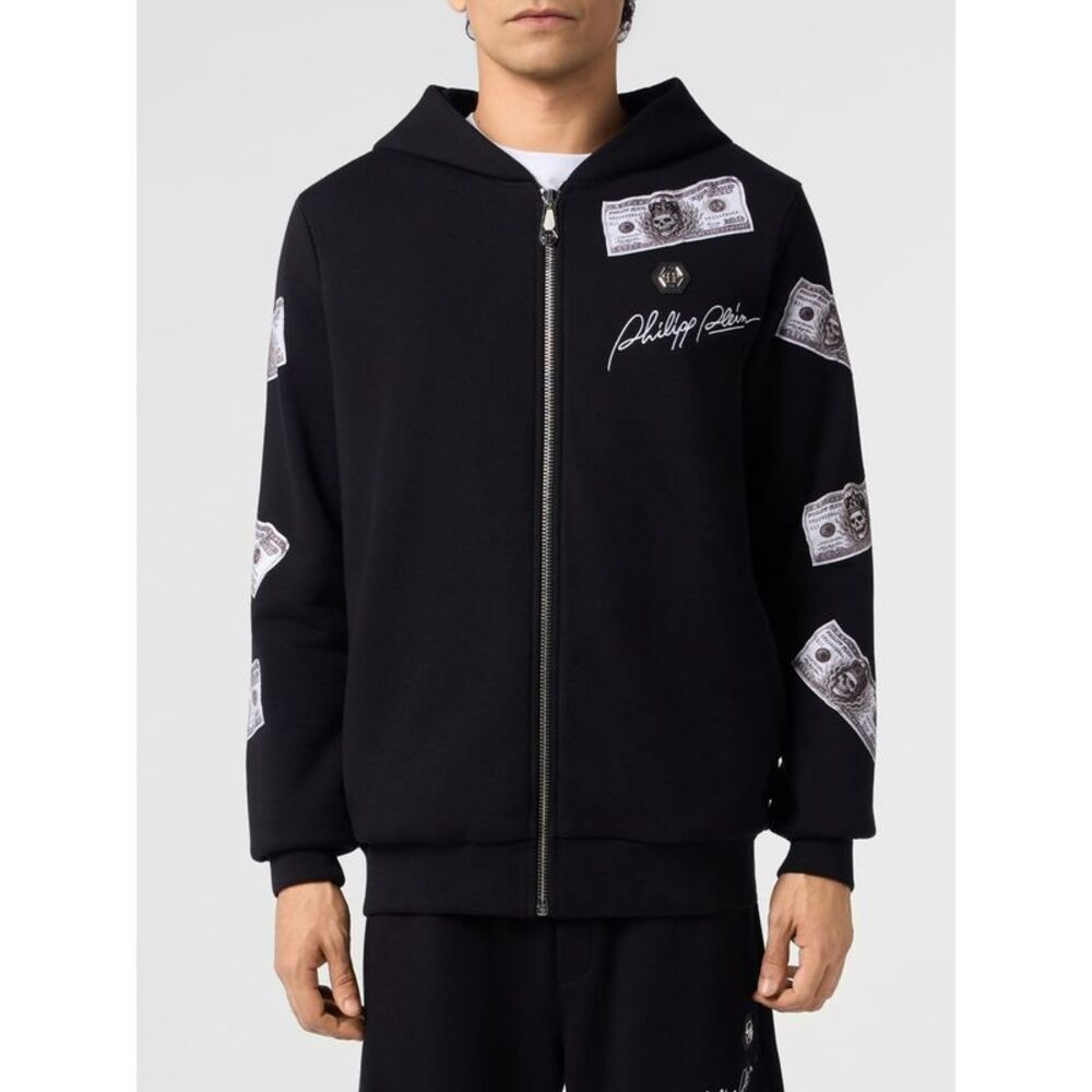 Philipp Plein Men Philipp Plein Zipped Cotton Hoodie With Graphic Print And Logo